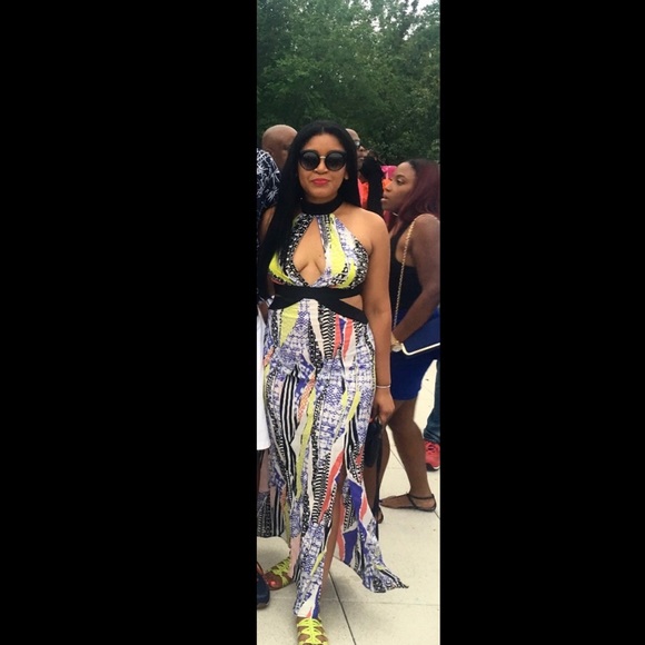 Long colorful pattern cut out dress - Picture 3 of 7